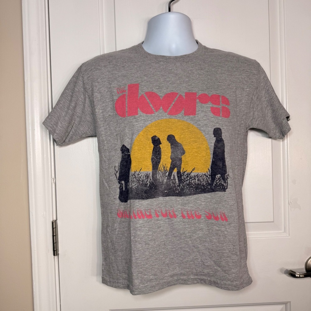The Doors Waiting For The Sun Graphic T-Shirt Heather Gray Rock Band Tee Small